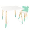 Mesa e Cadeira Infantil Urso Verde Claro - Mdf Madeira - 1