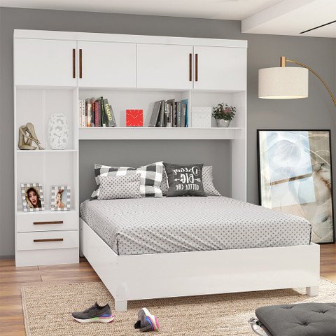 Guarda Roupa Modulado com Cama Paris 4 Portas 2 Gavetas
