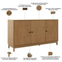 Ver imagem 5 de Aparador Buffet para Sala de Jantar 3 Portas 160cm Madeira Maciça Ethos F06 Freijó - Lyam Decor