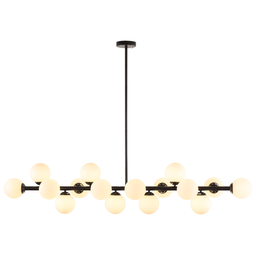 Luminária Pendente Lustre Jabuticaba Moon Preto Com Bolas Globos Esferas Opaco Leitoso Moderno Luxo  - 2