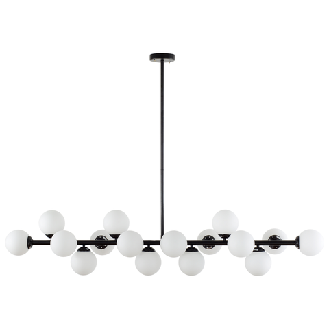 Luminária Pendente Lustre Jabuticaba Moon Preto Com Bolas Globos Esferas Opaco Leitoso Moderno Luxo 