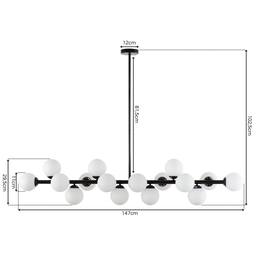 Luminária Pendente Lustre Jabuticaba Moon Preto Com Bolas Globos Esferas Opaco Leitoso Moderno Luxo  - 5