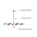 Ver imagem 6 de Luminária Pendente Lustre Jabuticaba Moon Preto Com Bolas Globos Esferas Opaco Leitoso Moderno Luxo 