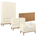 Ver imagem 1 de Quarto de Bebê Unique 3 Portas com Cômoda 6 Gavetas e Painel Ripado Off White Eco Wood - Matic