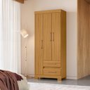 Ver imagem 1 de Guarda Roupa Solteiro 3 Portas 2 Gavetas Multiuso para Quarto Carvalho Americano