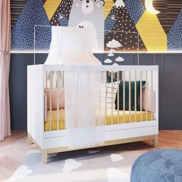 Berço Mini Cama Eleva com Pés em Madeira - Branco - 1