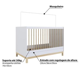 Berço Mini Cama Eleva com Pés em Madeira - Branco - 4