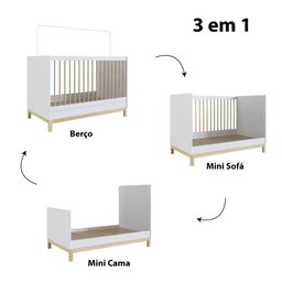 Berço Mini Cama Eleva com Pés em Madeira - Branco - 5