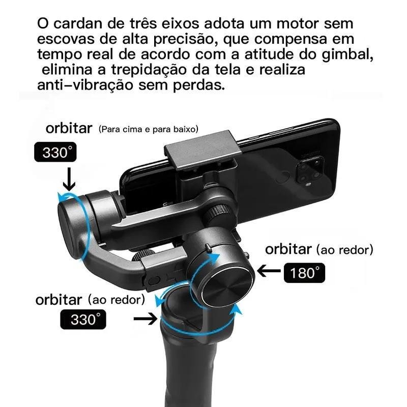 Bastão Estabilizador Digital Gimbal 3 Eixos Celular F6 + - 3