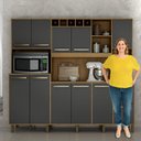 Ver imagem 4 de Armário de Cozinha 11 Portas 2 Gavetas Petra Valdemóveis Cinamomo/grafite