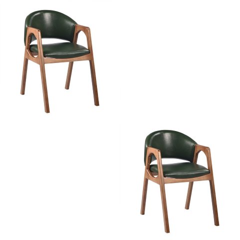 Kit 2 Cadeiras Decorativa Sala de Jantar Luxo Larissa Facto Verde - Mozzelar