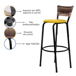 Banco para Bancada Banqueta Alta Cappuccino Balcão Cozinha Bistrô Área Gourmet Churrasqueira - 5