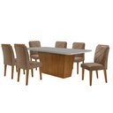 Ver imagem 1 de Mesa Sala de Jantar Aida 180cm e 6 Cadeiras Melissa Moderna Veludo Capuccino Off White Imbuia