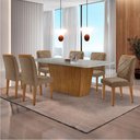 Ver imagem 4 de Mesa Sala de Jantar Aida 180cm e 6 Cadeiras Melissa Moderna Veludo Capuccino Off White Imbuia