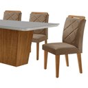 Ver imagem 3 de Mesa Sala de Jantar Aida 180cm e 6 Cadeiras Melissa Moderna Veludo Capuccino Off White Imbuia