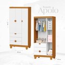 Ver imagem 5 de Quarto de Bebê Completo Berço 2 em 1, Cômoda e Guarda Roupa MDF Apolo Reller Branco Fosco/Savana