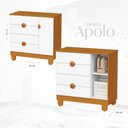 Ver imagem 4 de Quarto de Bebê Completo Berço 2 em 1, Cômoda e Guarda Roupa MDF Apolo Reller Branco Fosco/Savana