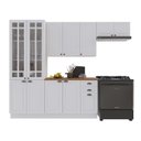 Ver imagem 2 de Cozinha Modulada 4 Peças Cristaleira Balcão com Tampo 2 Aéreos 100% MDF com Rodapé Bari