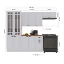 Ver imagem 3 de Cozinha Modulada 4 Peças Cristaleira Balcão com Tampo 2 Aéreos 100% MDF com Rodapé Bari
