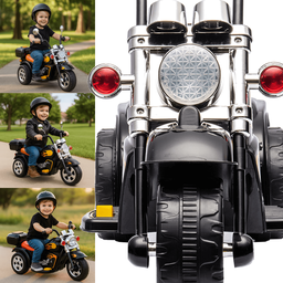 Mini Moto Elétrica Infantil Chopper Zippy Toys Preta 6v - 4