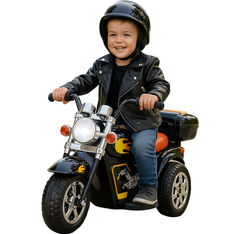 Mini Moto Elétrica Infantil Chopper Zippy Toys Preta 6v