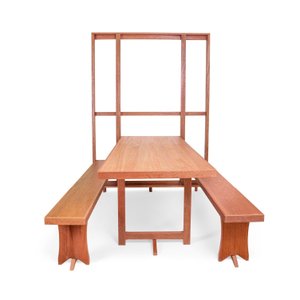 Mesa de Parede Retrátil com 2 Bancos Retráteis Madeira de LEI 2m Área Externa