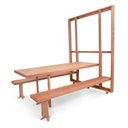 Ver imagem 4 de Mesa de Parede Retrátil com 2 Bancos Retráteis Madeira de LEI 2m Área Externa