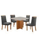 Ver imagem 2 de Mesa de Jantar Olimpia 90cm Tampo MDF Vidro Canto Copo com 4 Cadeiras Yasmin