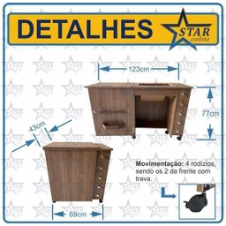 Móvel Gabinete Mesa Luxo para Maquina Costura Brother Ce5500 - 3