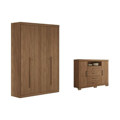 Guarda Roupa +cômoda 2 Peças Qc337 Jatobá - Santos Andirá