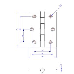 Dobradiça Zincada Porta/janela Pino Solto Real 3x2,5" Loth - 2