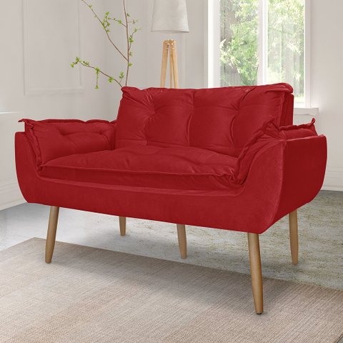 Namoradeira Decorativa Opala Suede - Estofados Irmãos Oliveira - Vermelho