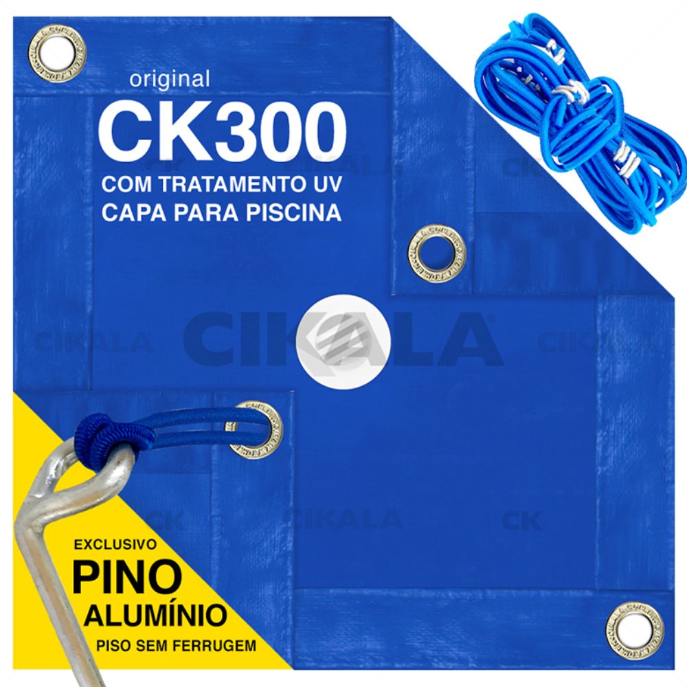 Capa de Piscina 6,5x3,5m Azul CK300 com Ilhós a cada Metro + Kit para Instalação CIKALA - 3