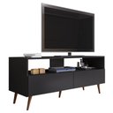 Ver imagem 1 de Rack para Sala Bancada de Tv 55 Pol 136cm Pés Retrô Senna M24 Preto - Mpozenato
