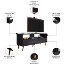 Ver imagem 3 de Rack para Sala Bancada de Tv 55 Pol 136cm Pés Retrô Senna M24 Preto - Mpozenato