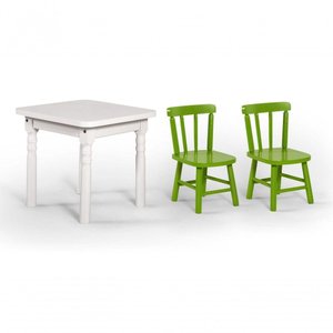 Conjunto Mesinha Infantil Branca com 2 Cadeiras Kids Verde
