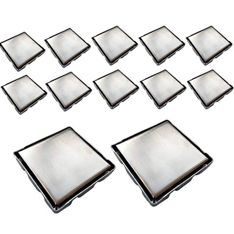 Ralo Oculto Invisivel 15x15 Inox Kit 12 Uni Anti Odor Cozinha Banheiro Varanda Box Lavabo Seguro Dis
