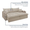 Ver imagem 6 de Sofá Cama Retrátil e Reclinável 3 Lugares Veludo Bege Claro Michigan 200cm Yescasa