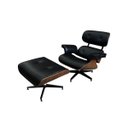 Ver imagem 1 de Poltrona de Couro com Puff Charles Eames - Preto