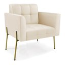 Ver imagem 4 de Sofá Namoradeira e 2 Poltronas Pé de Ferro Dourado Elisa Corino Bege D03 - D'Rossi