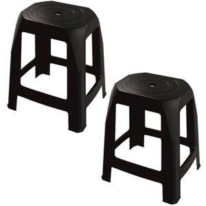 Kit 2 Banquetas Plástica Preta Adulto 31x25x47cm 0327 Uninjet