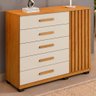 Cômoda França 1 Porta 5 Gavetas Cinamomo/off White - Panorama Móveis - 1
