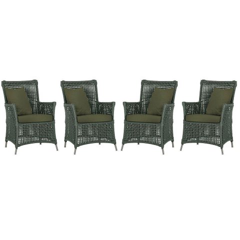 4 Poltronas Igapó Alumínio Pintura Fendi Corda Náutica E13 Verde