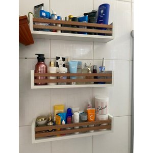Kit 3 Prateleiras Cedrinho para Banheiro Nicho Organizador - Mdf Decora e Organiza - Cedrinho