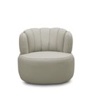 Ver imagem 3 de Conjunto Sala de Estar Decorativo Mariele Poltrona Base Giratória em Aço com Puff Couro Bege G88 - G