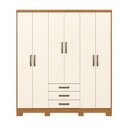 Ver imagem 3 de Guarda Roupa Casal Caju 6 Portas e 3 Gavetas Cinamomo/Off White - Móveis Henn