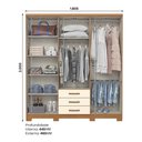 Ver imagem 5 de Guarda Roupa Casal Caju 6 Portas e 3 Gavetas Cinamomo/Off White - Móveis Henn
