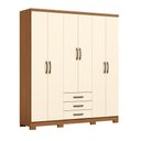 Ver imagem 2 de Guarda Roupa Casal Caju 6 Portas e 3 Gavetas Cinamomo/Off White - Móveis Henn