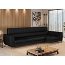 Ver imagem 4 de Sofá com Chaise Flames 3 Lugares Fixo 260cm Preto Courino Sallar Home