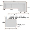 Ver imagem 2 de Sofá com Chaise Flames 3 Lugares Fixo 260cm Preto Courino Sallar Home
